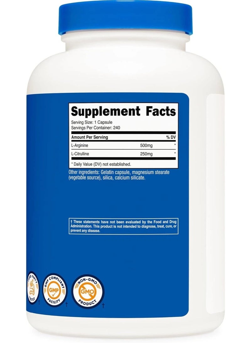 Nutricost, إل-أرجينين + إل-سيترولين، 240 كبسولة - Image 5